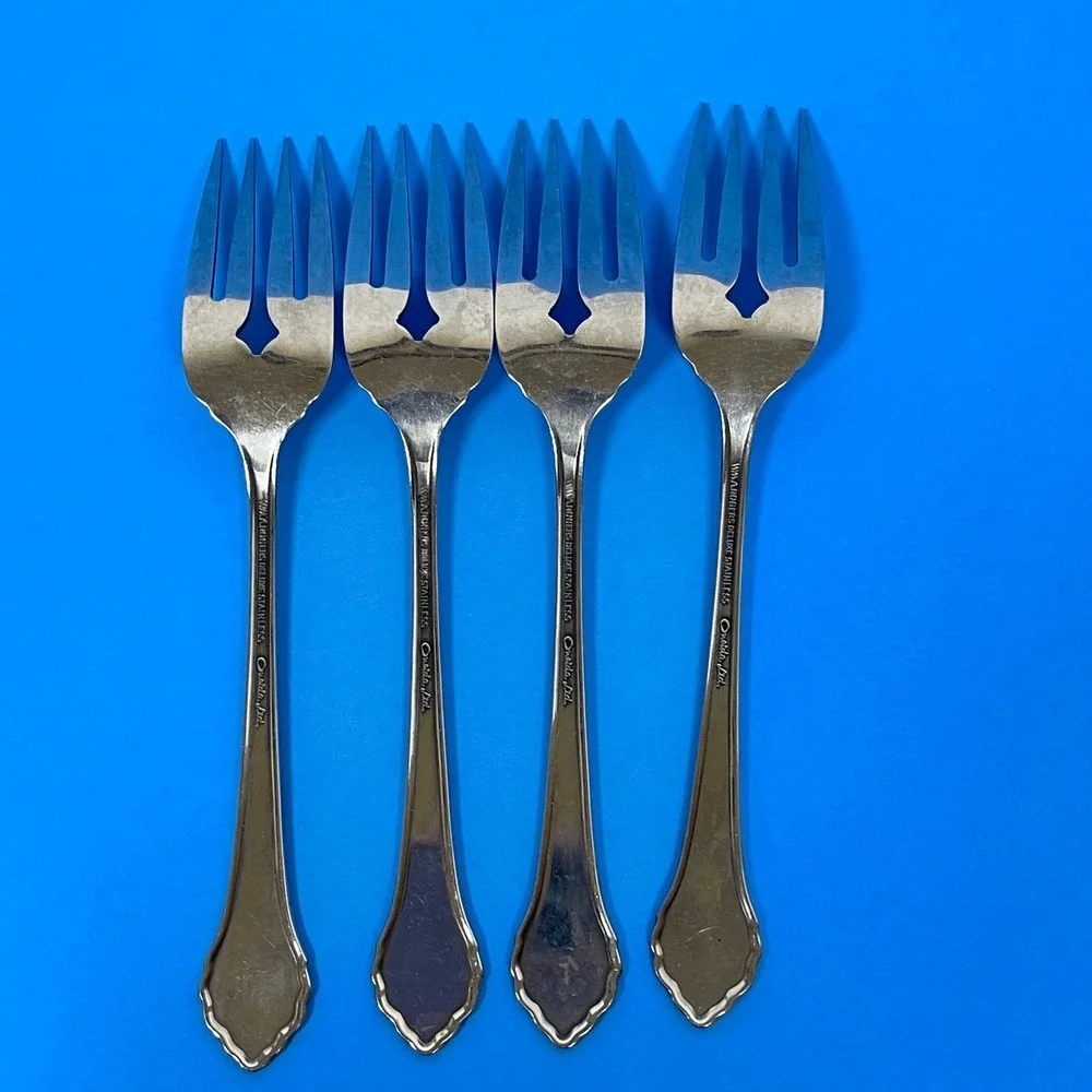 Vintage Oneida Summer Mist Autumn Glow Stainless Seafood Cocktail Forks 4 Sliver